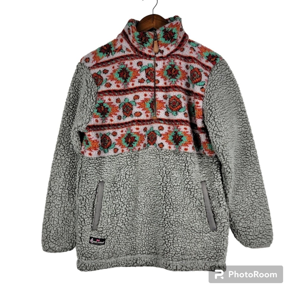 Simply Southern 1/4 Zip Pile Fleece Aztec Turtle Pullover Jacket Womens …